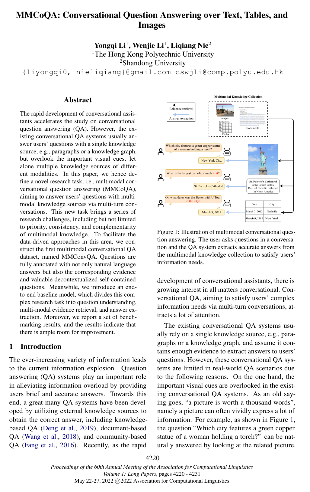 Cover for MMCoQA: Conversational Question Answering over Text, Tables, and Images