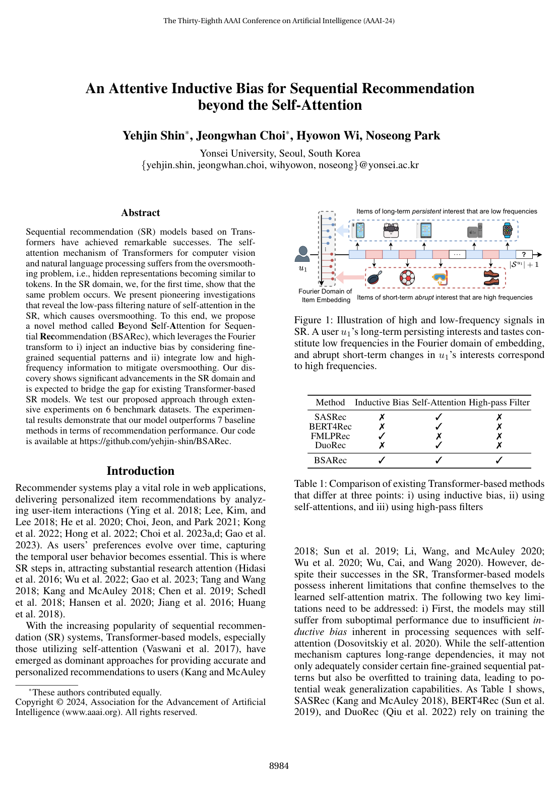 An Attentive Inductive Bias for Sequential Recommendation beyond the Self-Attention