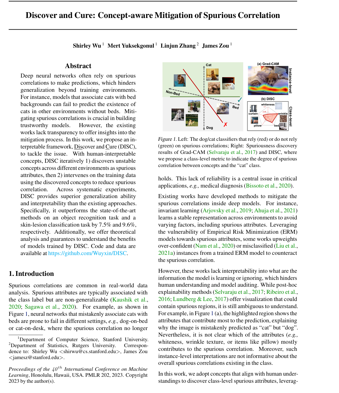 Discover and Cure: Concept-aware Mitigation of Spurious Correlation