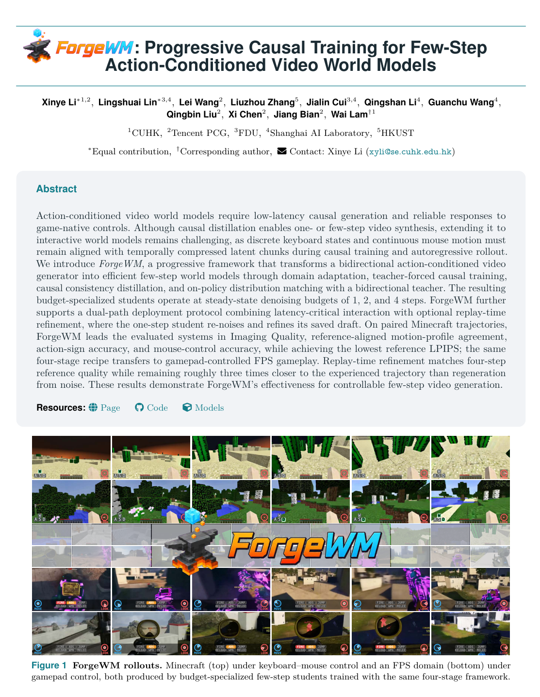 Cover for ForgeWM: Progressive Causal Training for Few-Step Action-Conditioned Video World Models