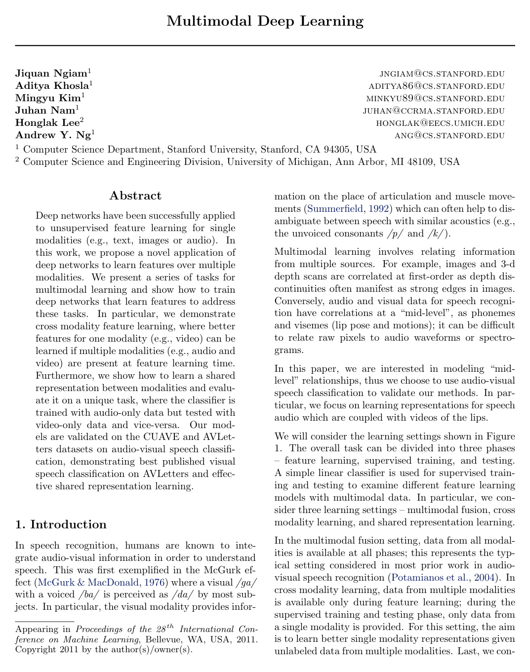 Multimodal Deep Learning