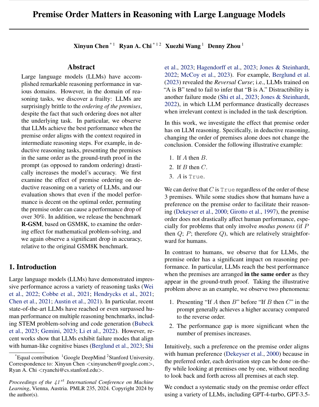 Cover for Premise Order Matters in Reasoning with Large Language Models