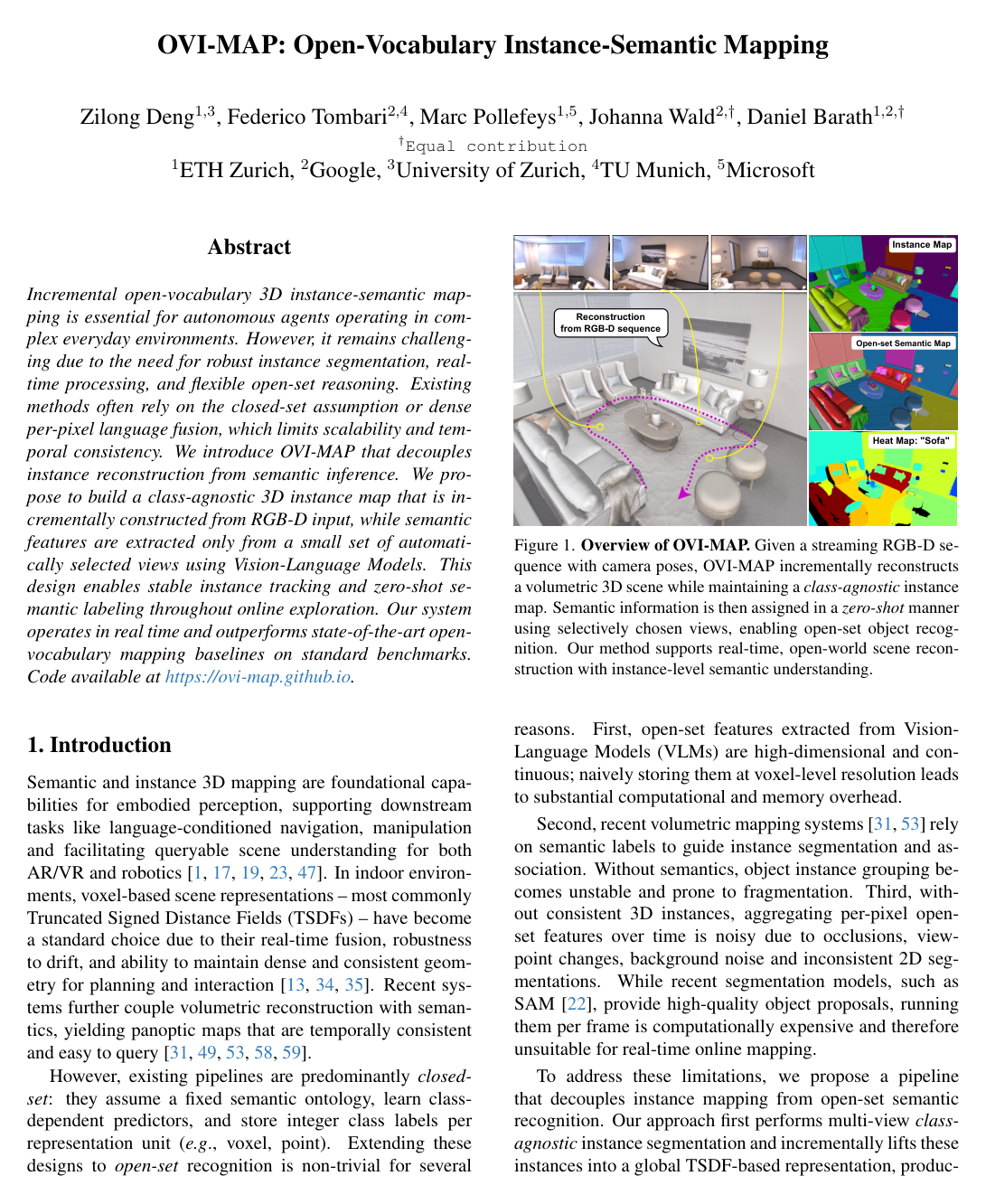 OVI-MAP:Open-Vocabulary Instance-Semantic Mapping