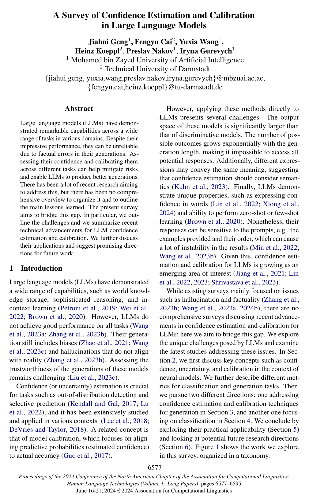 A Survey of Confidence Estimation and Calibration in Large Language Models