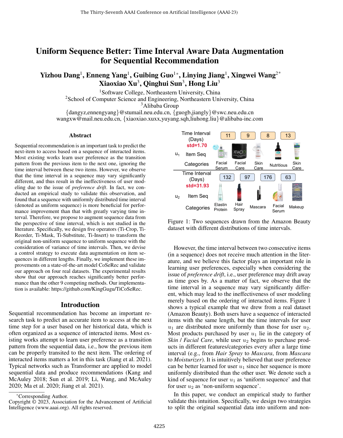 Uniform Sequence Better: Time Interval Aware Data Augmentation for Sequential Recommendation
