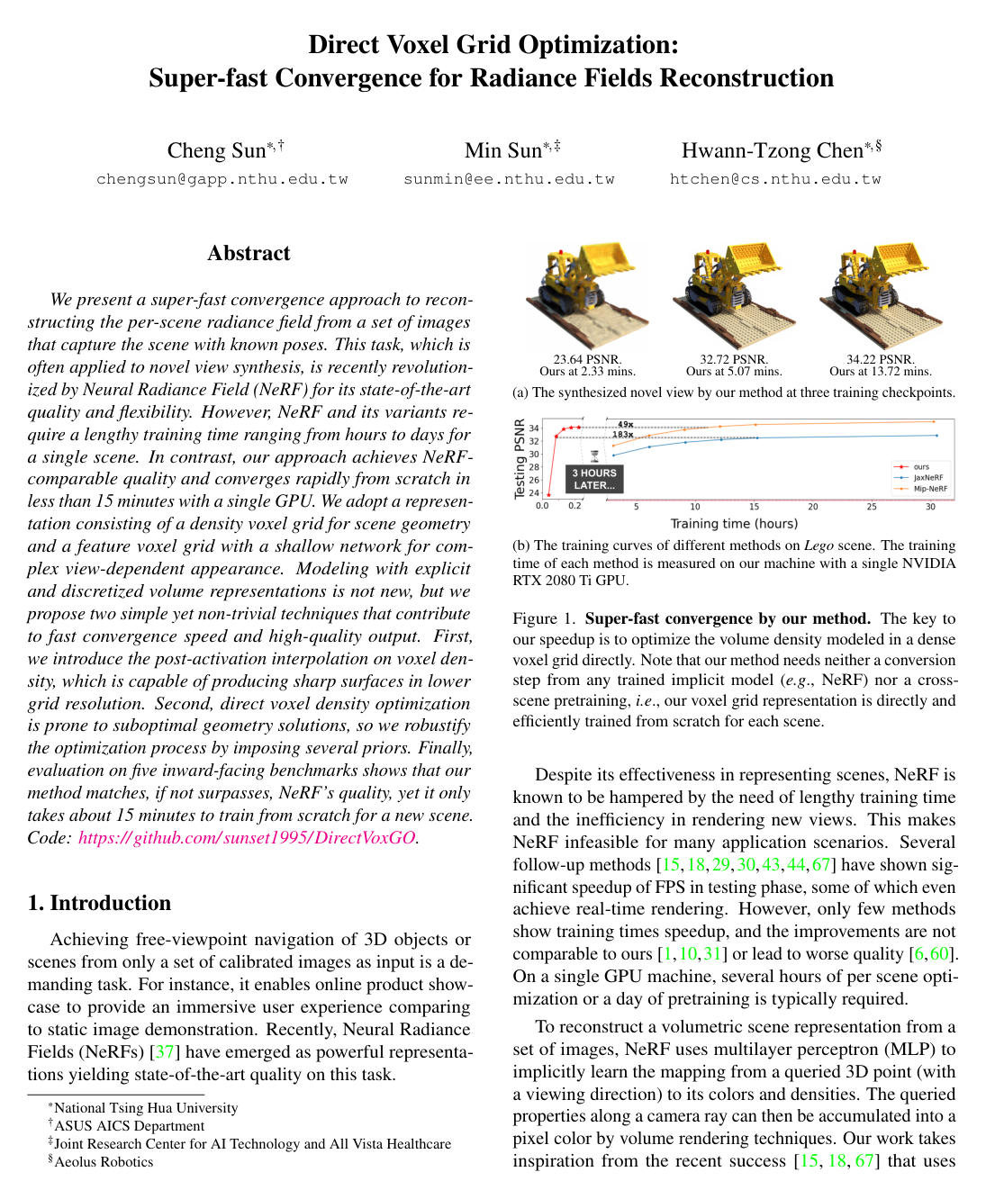 Cover for Direct Voxel Grid Optimization: Super-fast Convergence for Radiance Fields Reconstruction