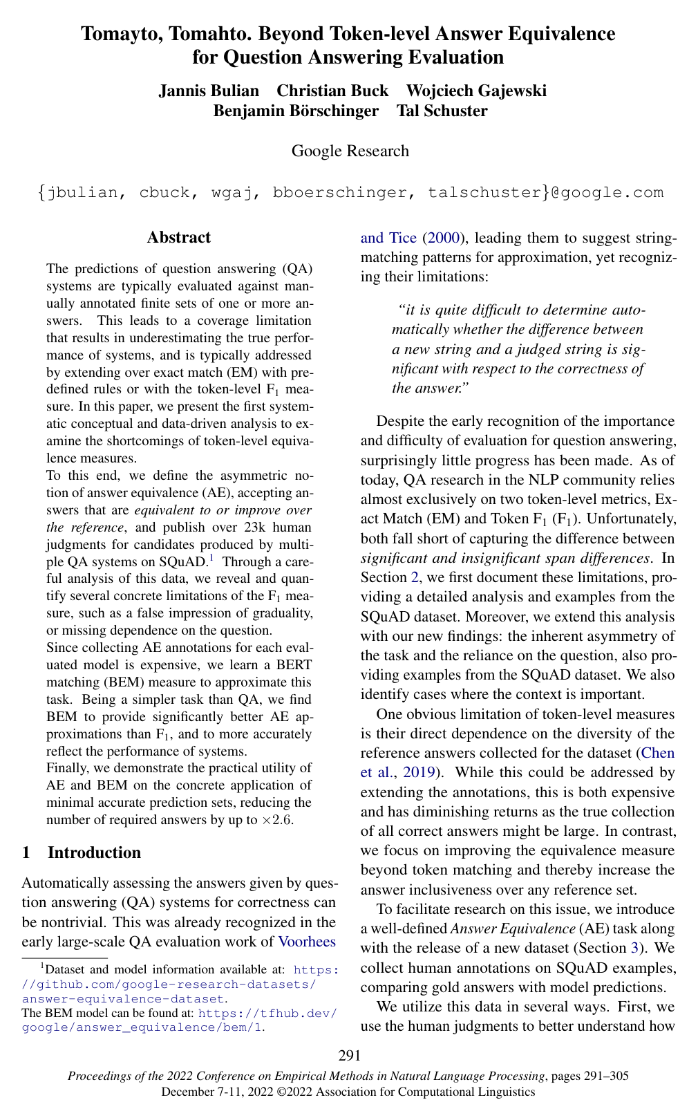Tomayto, Tomahto. Beyond Token-level Answer Equivalence for Question Answering Evaluation