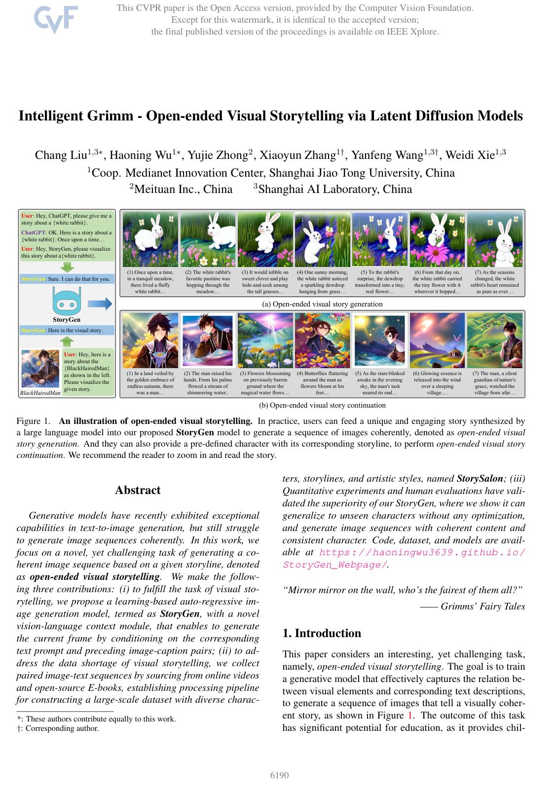 Cover for Intelligent Grimm - Open-ended Visual Storytelling via Latent Diffusion Models