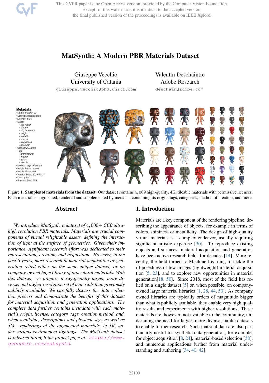 Cover for MatSynth: A Modern PBR Materials Dataset