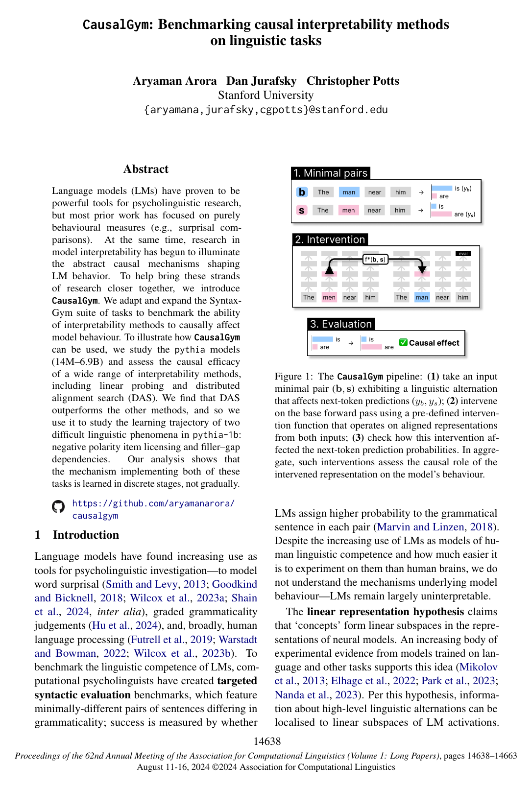 CausalGym: Benchmarking causal interpretability methods on linguistic tasks