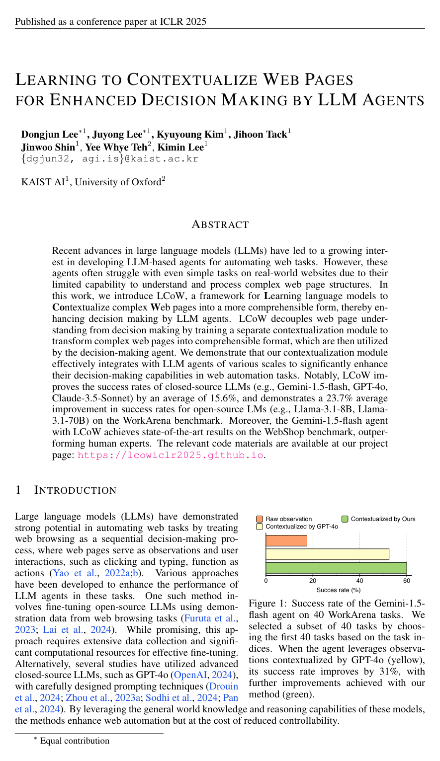 Learning to Contextualize Web Pages for Enhanced Decision Making by LLM Agents