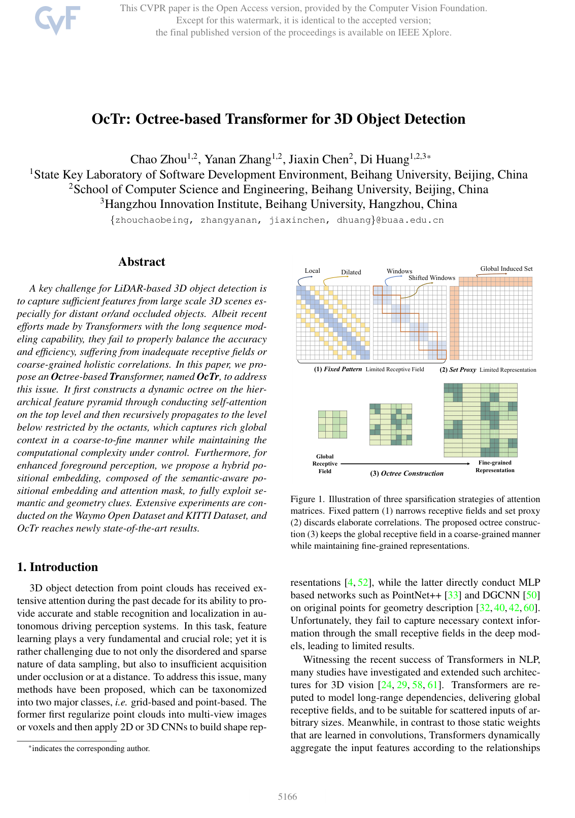 OcTr: Octree-Based Transformer for 3D Object Detection