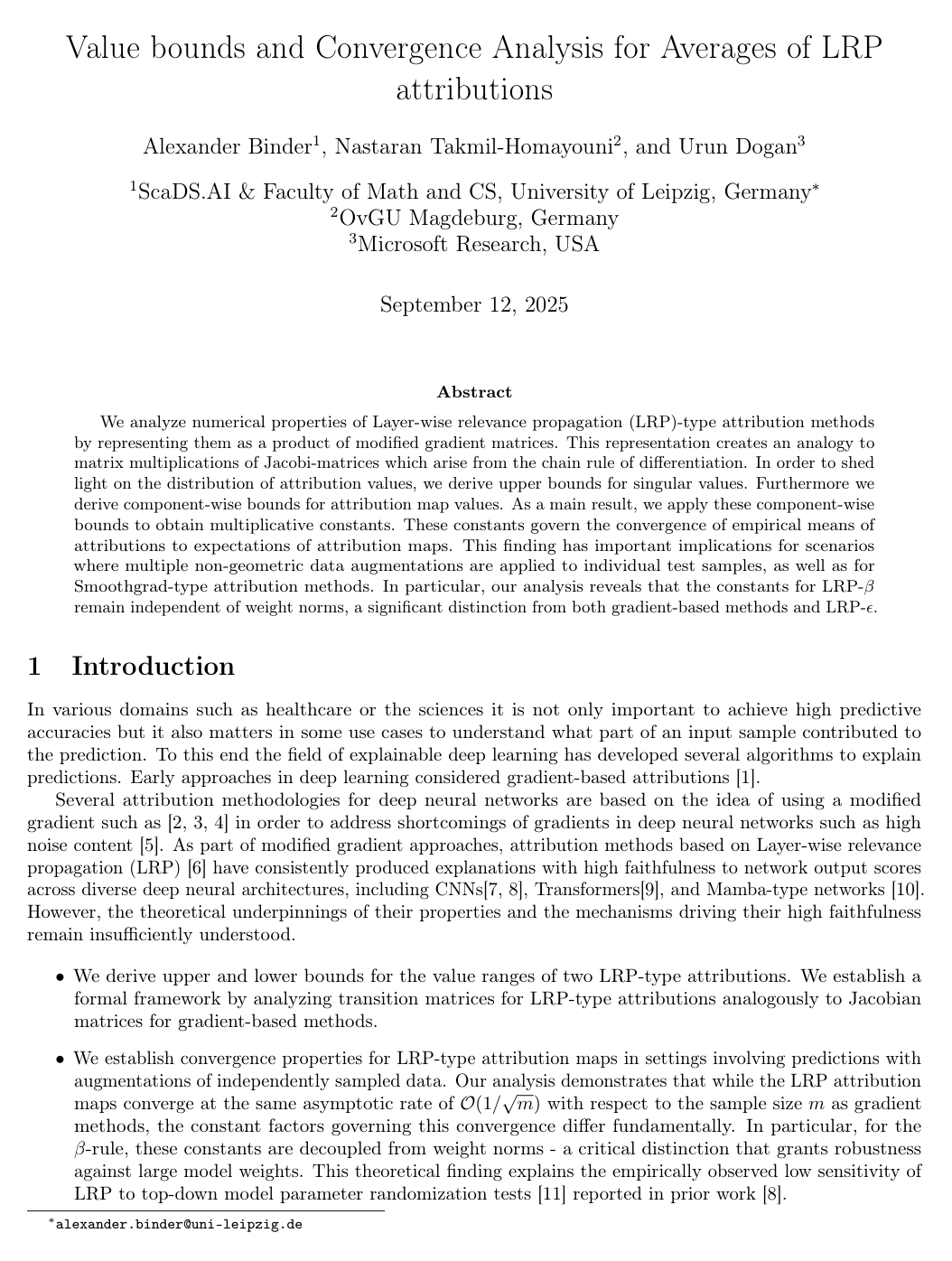 Value bounds and Convergence Analysis for Averages of LRP attributions