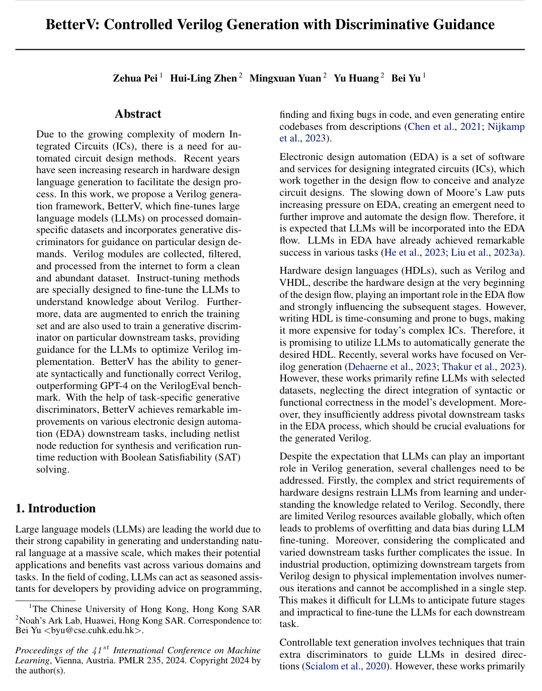 Cover for BetterV: Controlled Verilog Generation with Discriminative Guidance