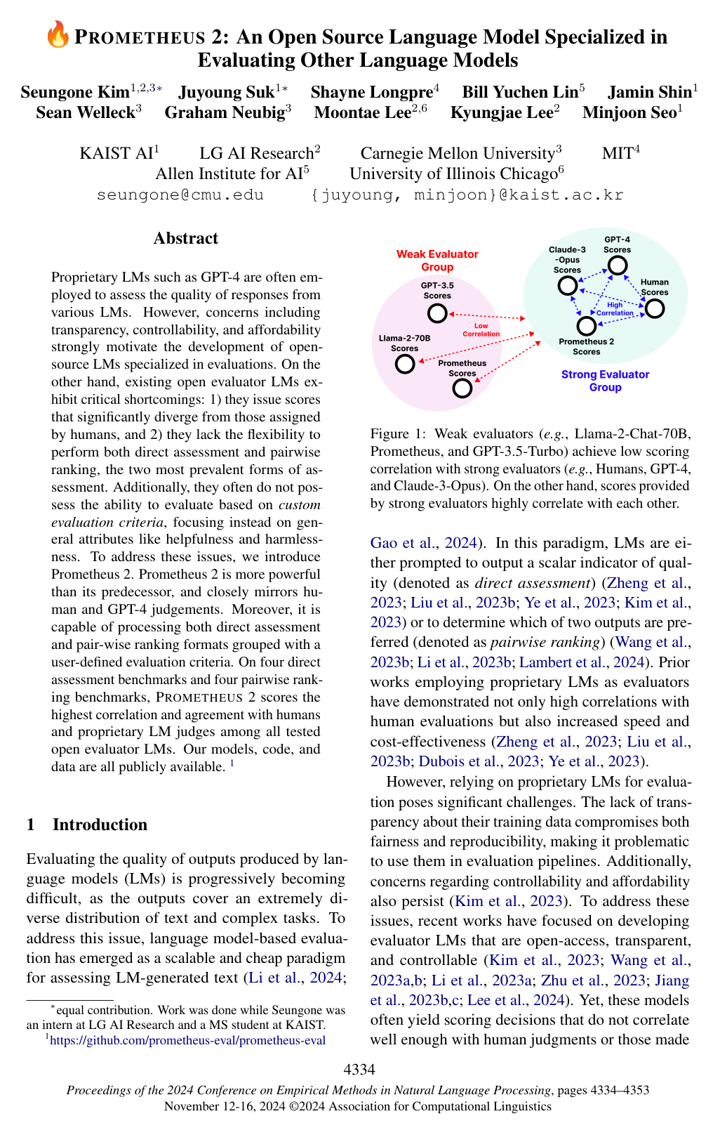 Cover for Prometheus 2: An Open Source Language Model Specialized in Evaluating Other Language Models