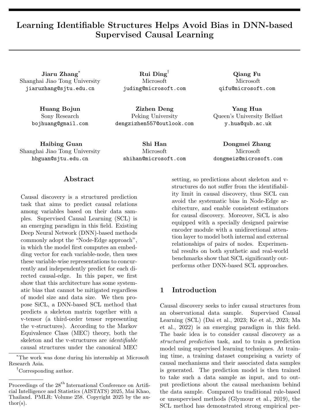 Learning Identifiable Structures Helps Avoid Bias in DNN-based Supervised Causal Learning