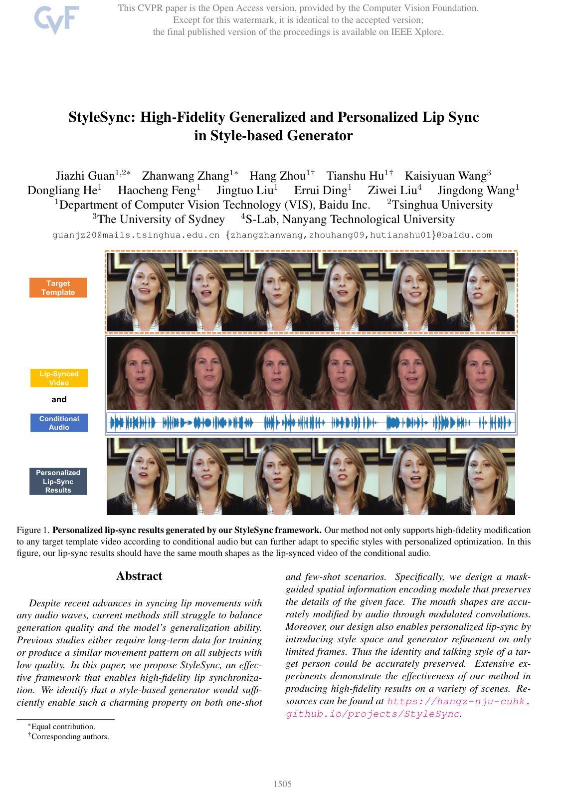 Cover for StyleSync: High-Fidelity Generalized and Personalized Lip Sync in Style-Based Generator