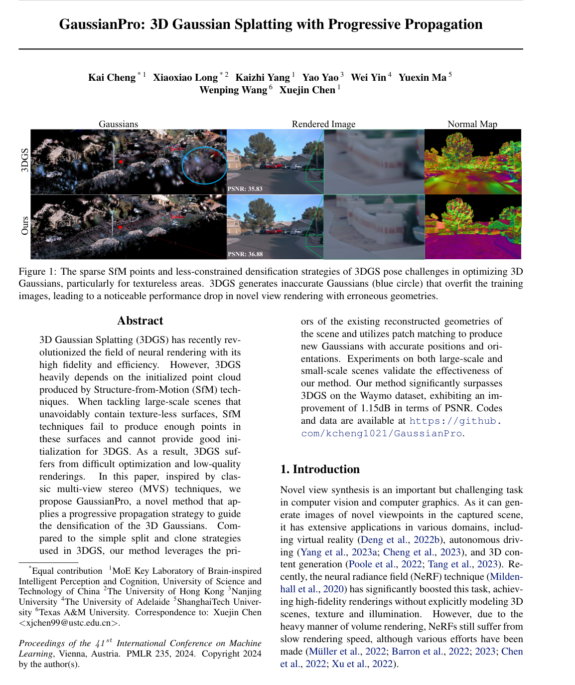 Cover for GaussianPro: 3D Gaussian Splatting with Progressive Propagation