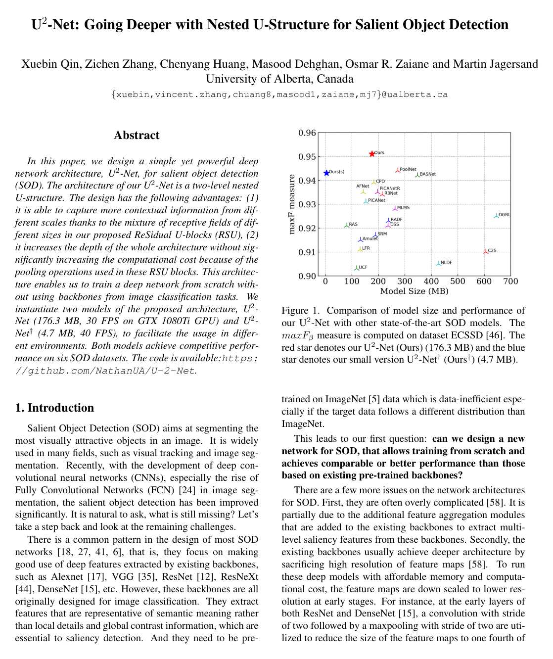 U2-Net: Going Deeper with Nested U-Structure for Salient Object Detection