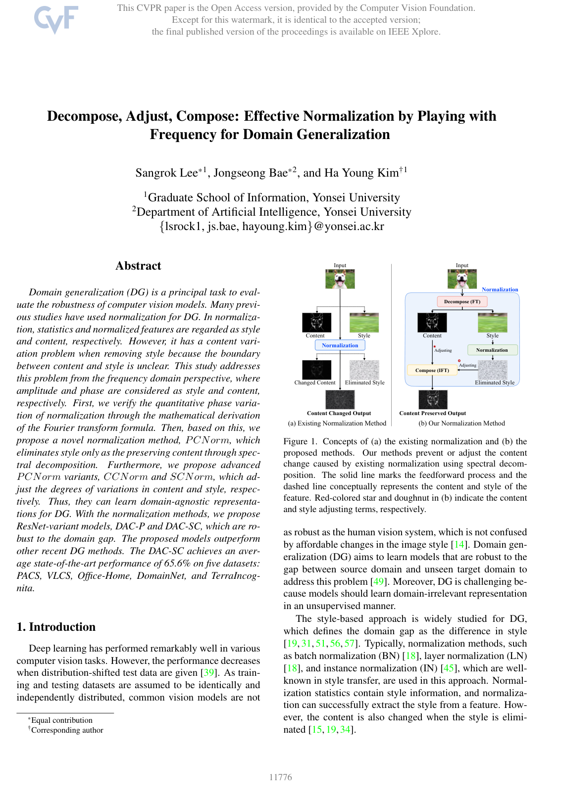 Decompose, Adjust, Compose: Effective Normalization by Playing with Frequency for Domain Generalization