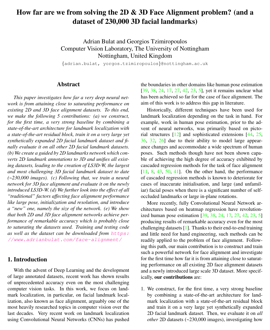 Cover for How Far are We from Solving the 2D & 3D Face Alignment Problem? (and a Dataset of 230,000 3D Facial Landmarks)