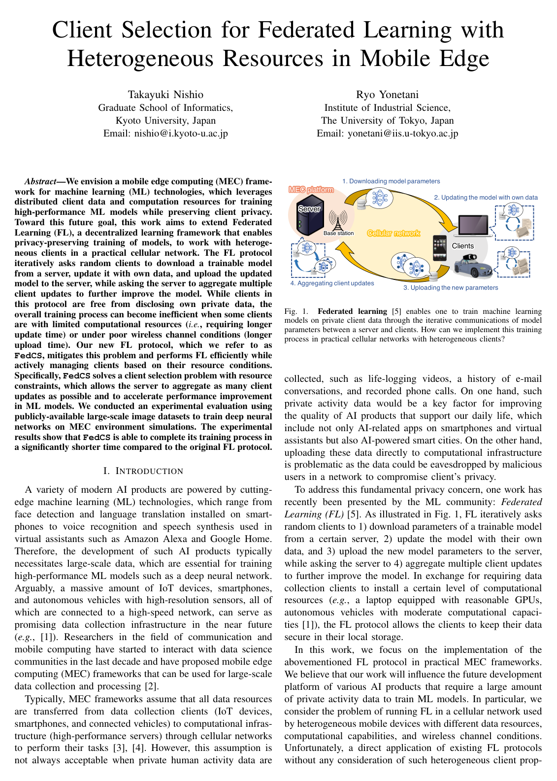 Cover for Client Selection for Federated Learning with Heterogeneous Resources in Mobile Edge
