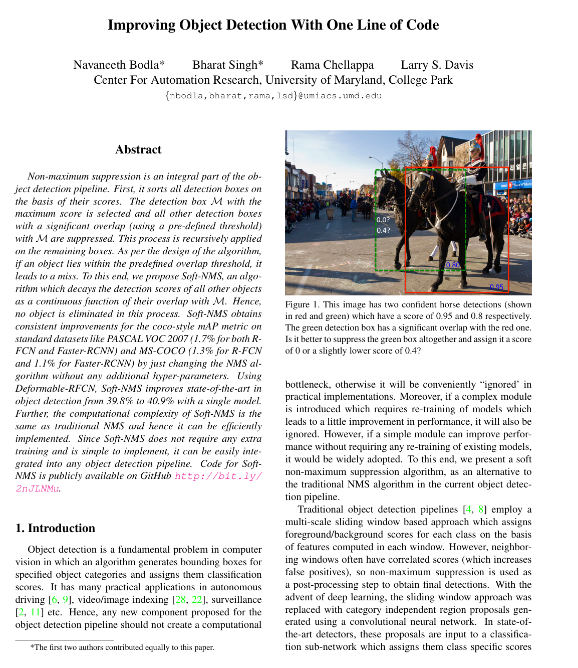 Cover for Soft-NMS — Improving Object Detection with One Line of Code
