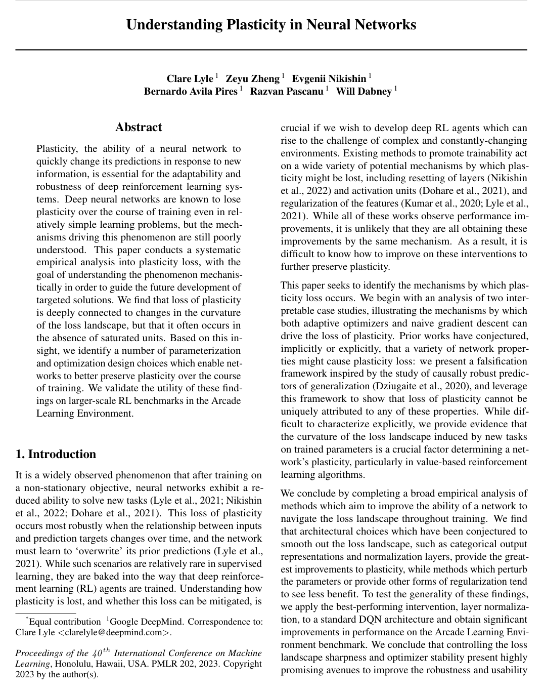 Understanding Plasticity in Neural Networks