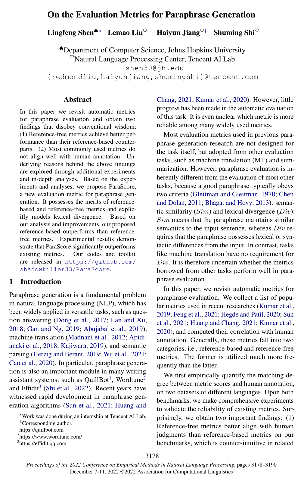 On the Evaluation Metrics for Paraphrase Generation