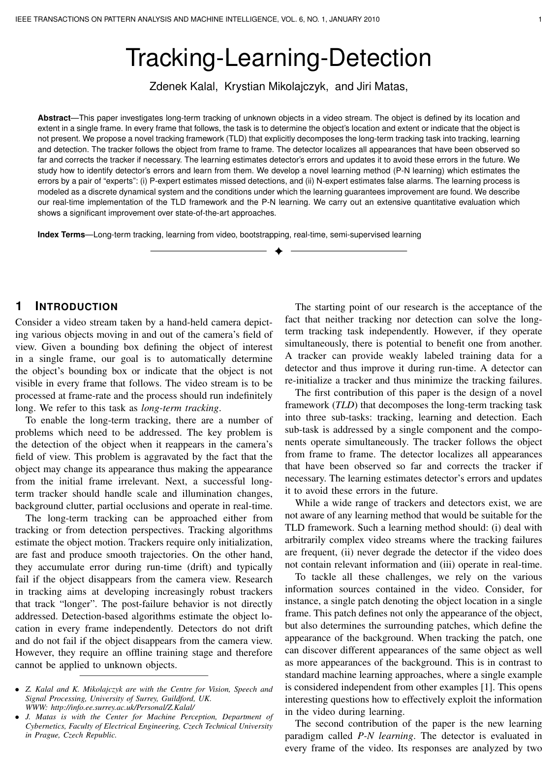 Cover for Tracking-Learning-Detection