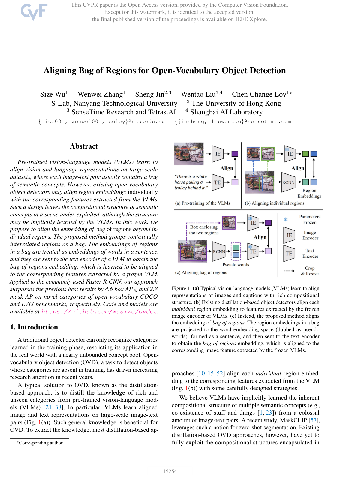 Aligning Bag of Regions for Open-Vocabulary Object Detection