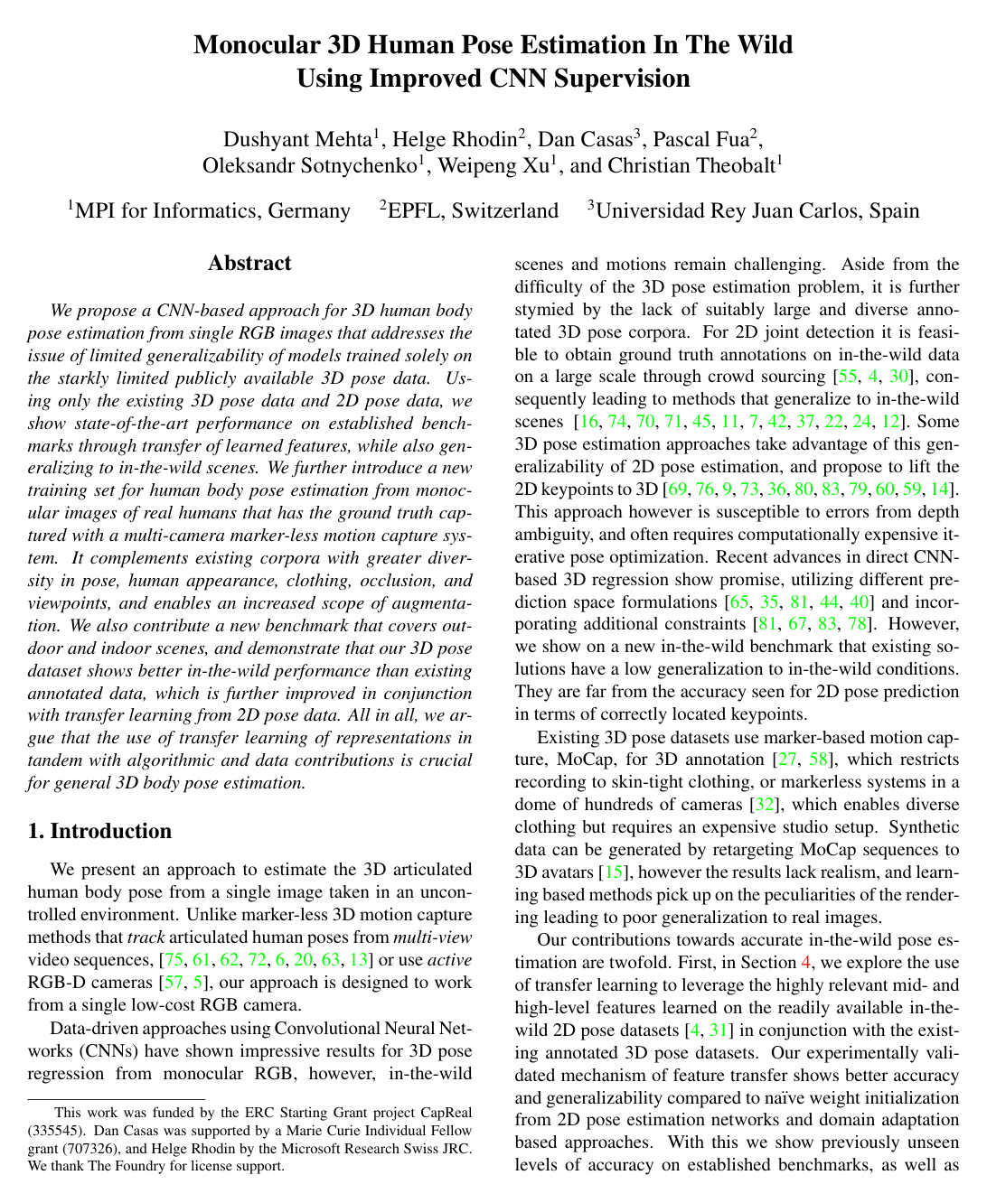 Cover for Monocular 3D Human Pose Estimation in the Wild Using Improved CNN Supervision