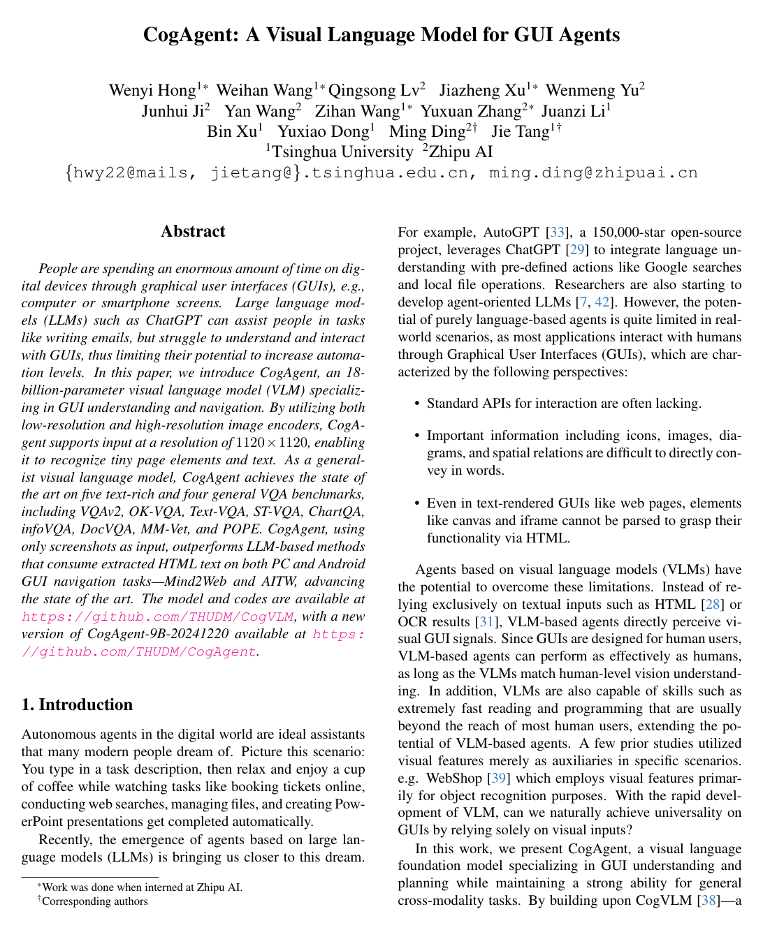 Cover for CogAgent: A Visual Language Model for GUI Agents