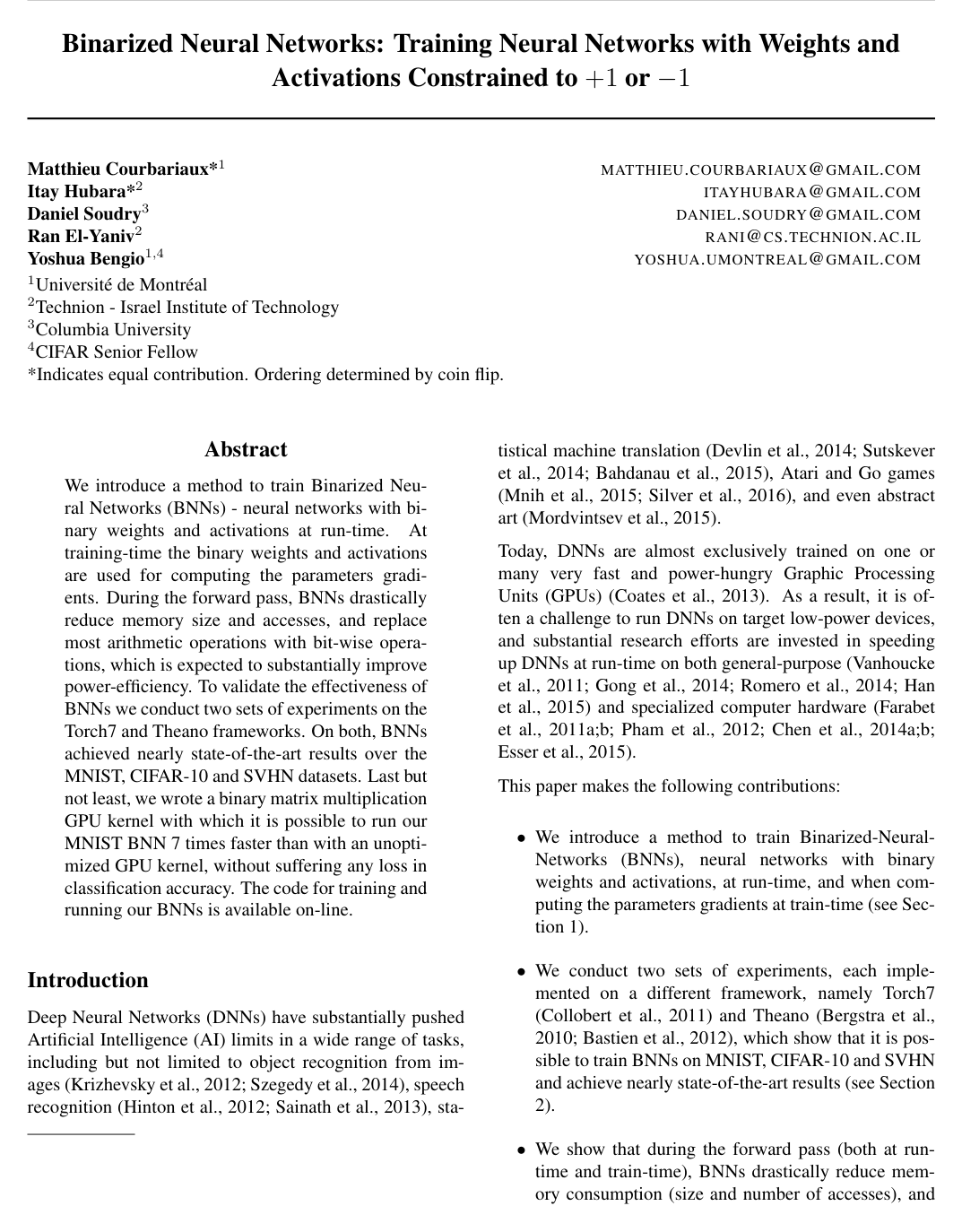 Binarized Neural Networks