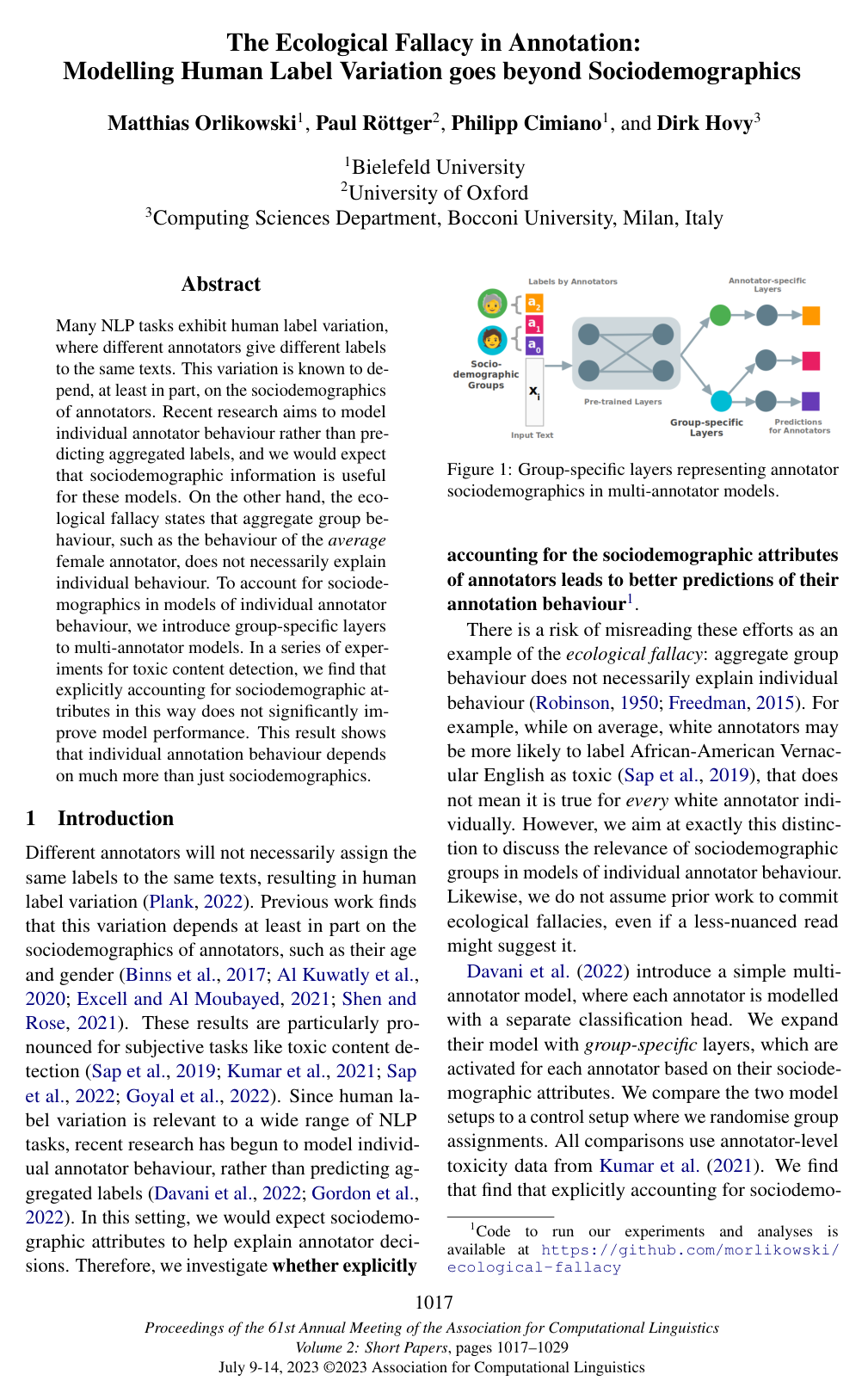 The Ecological Fallacy in Annotation: Modeling Human Label Variation goes beyond Sociodemographics