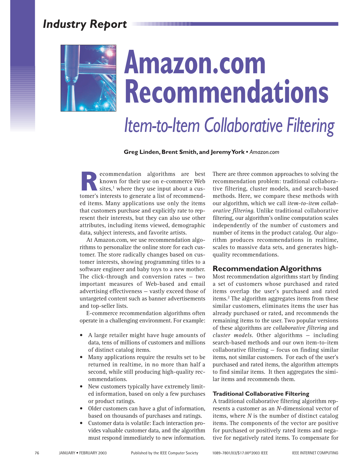 Amazon.com recommendations: item-to-item collaborative filtering