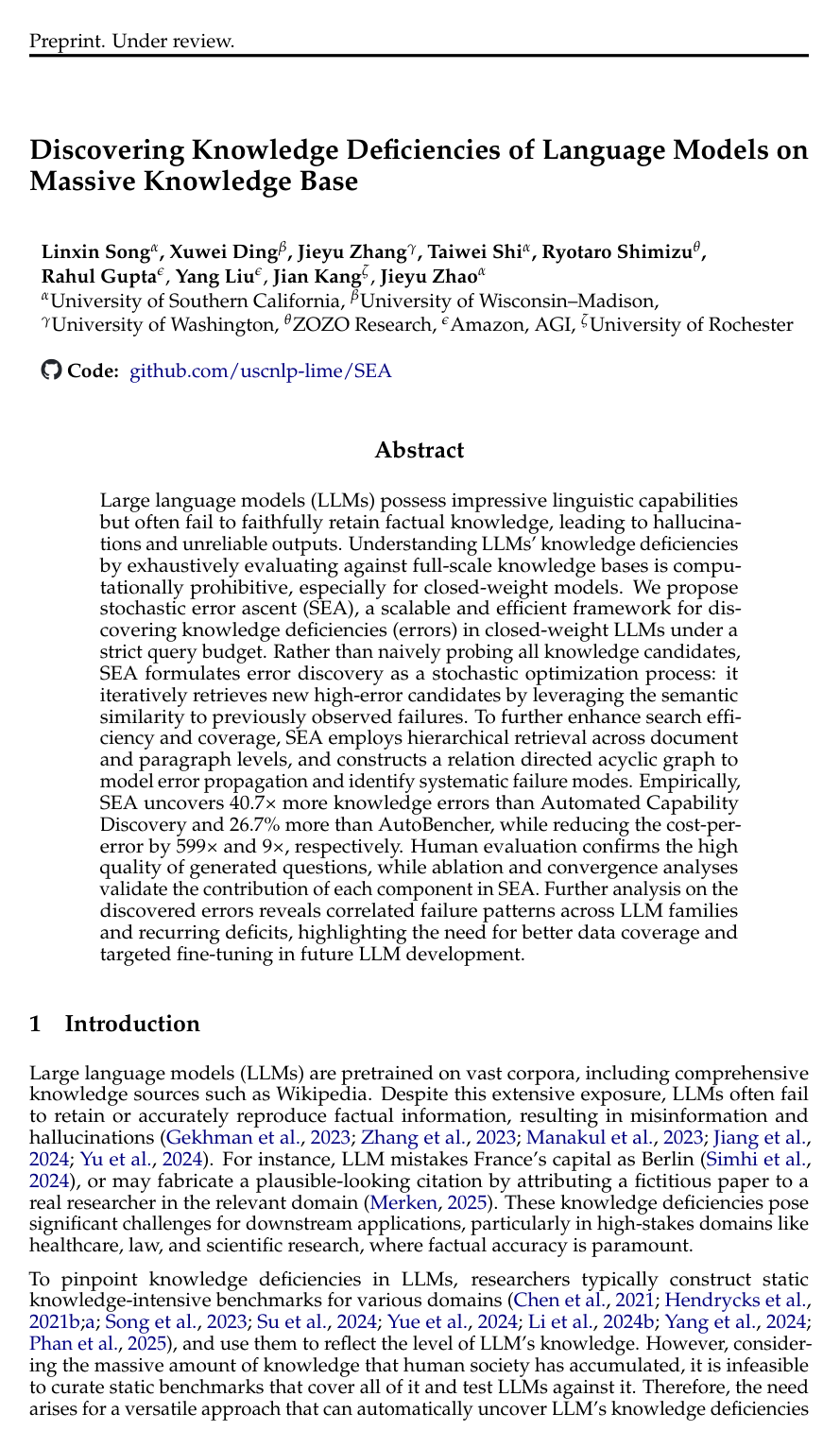 Discovering Knowledge Deficiencies of Language Models on Massive Knowledge Base