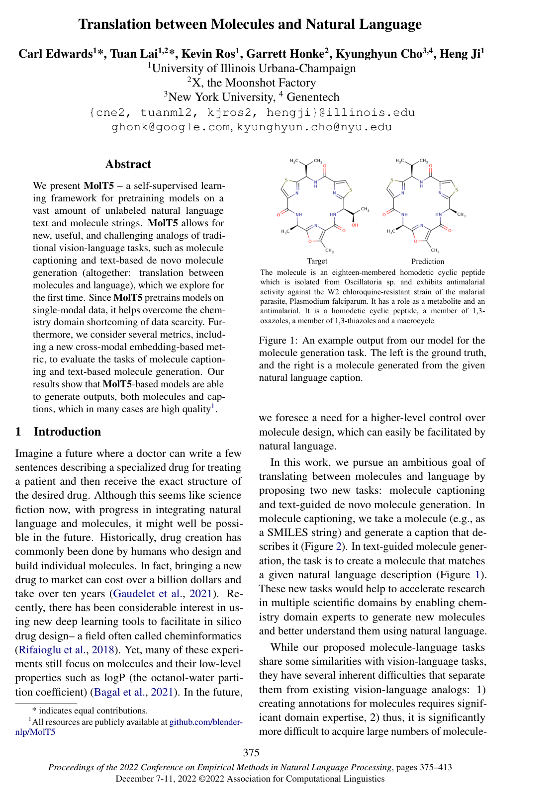 Translation between Molecules and Natural Language