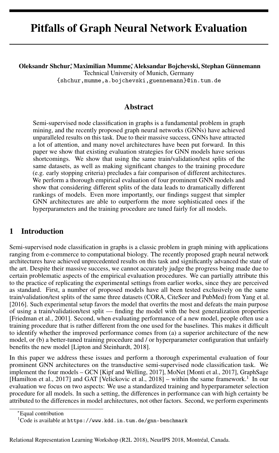 Cover for Pitfalls of Graph Neural Network Evaluation