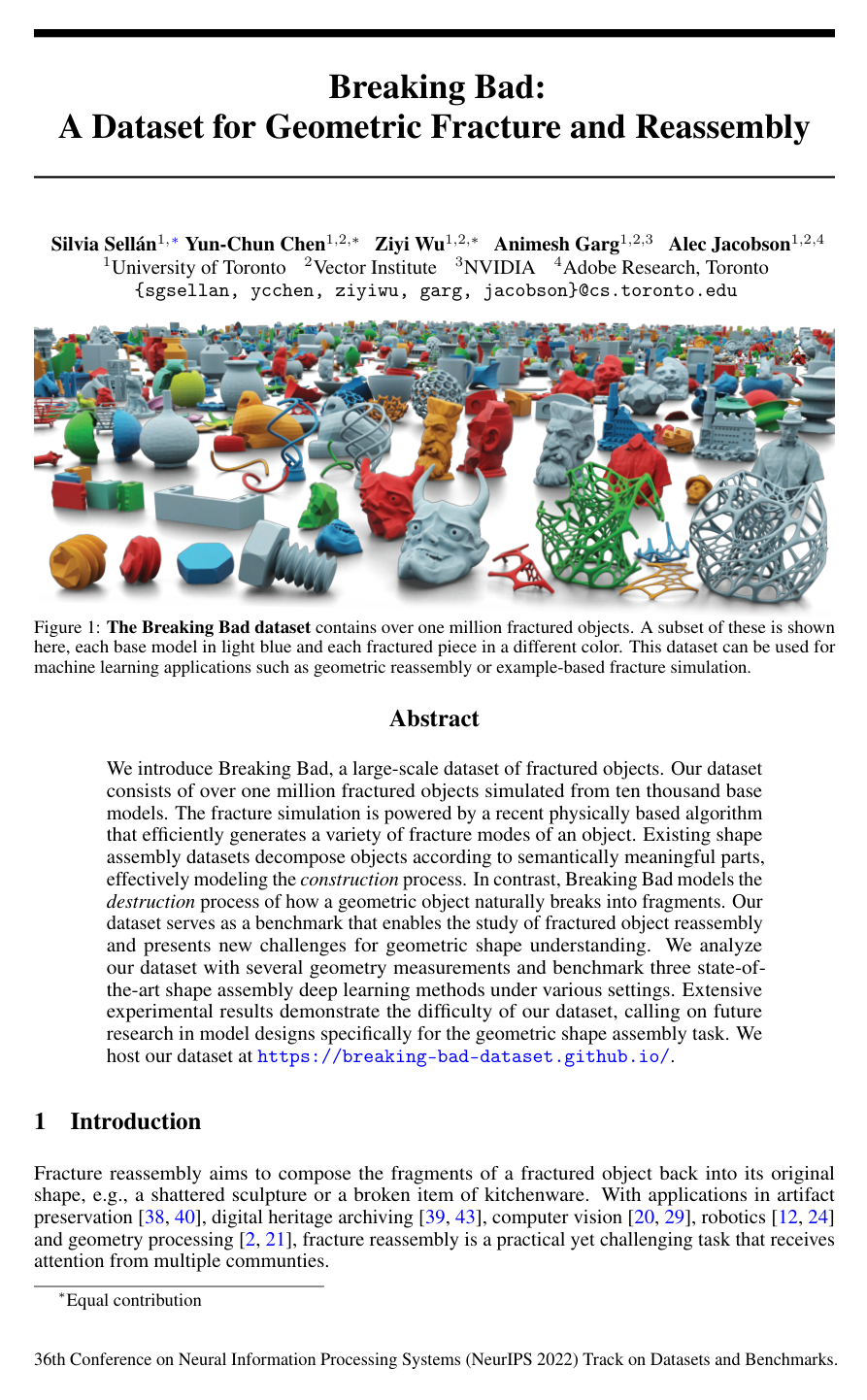 Cover for Breaking Bad: A Dataset for Geometric Fracture and Reassembly