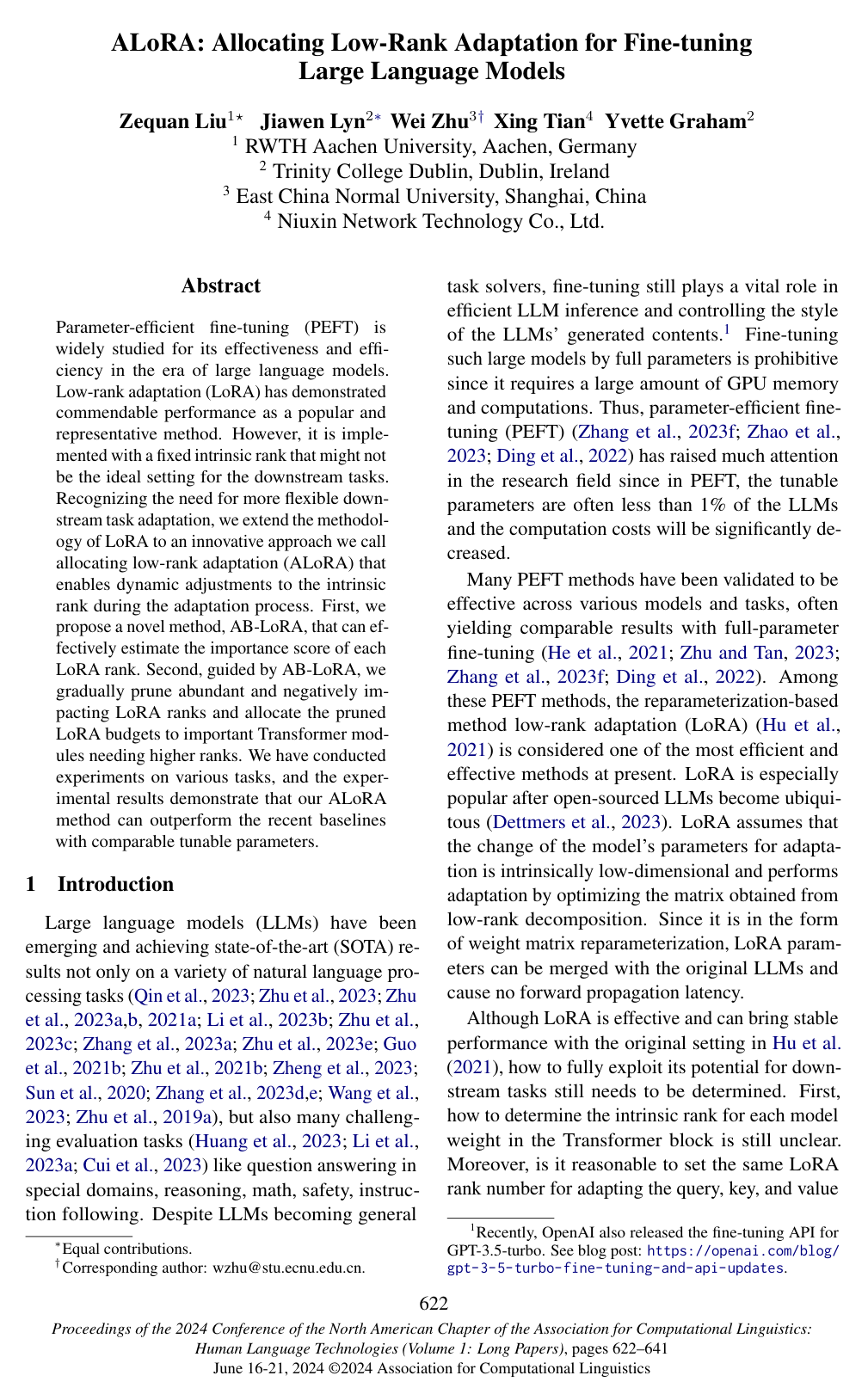 ALoRA: Allocating Low-Rank Adaptation for Fine-tuning Large Language Models