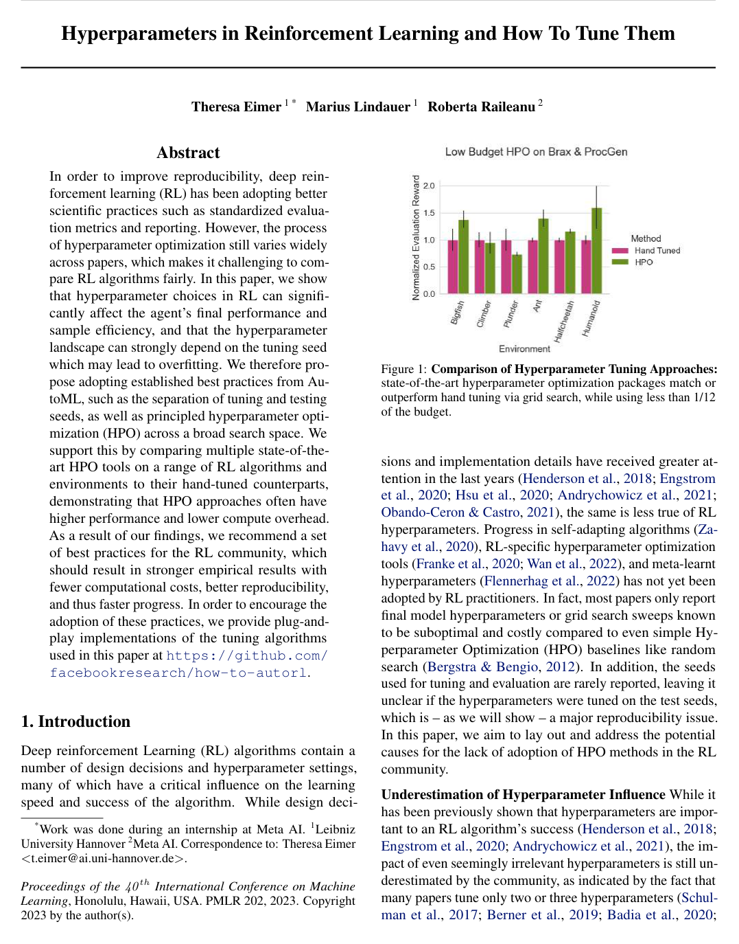 Cover for Hyperparameters in Reinforcement Learning and How To Tune Them