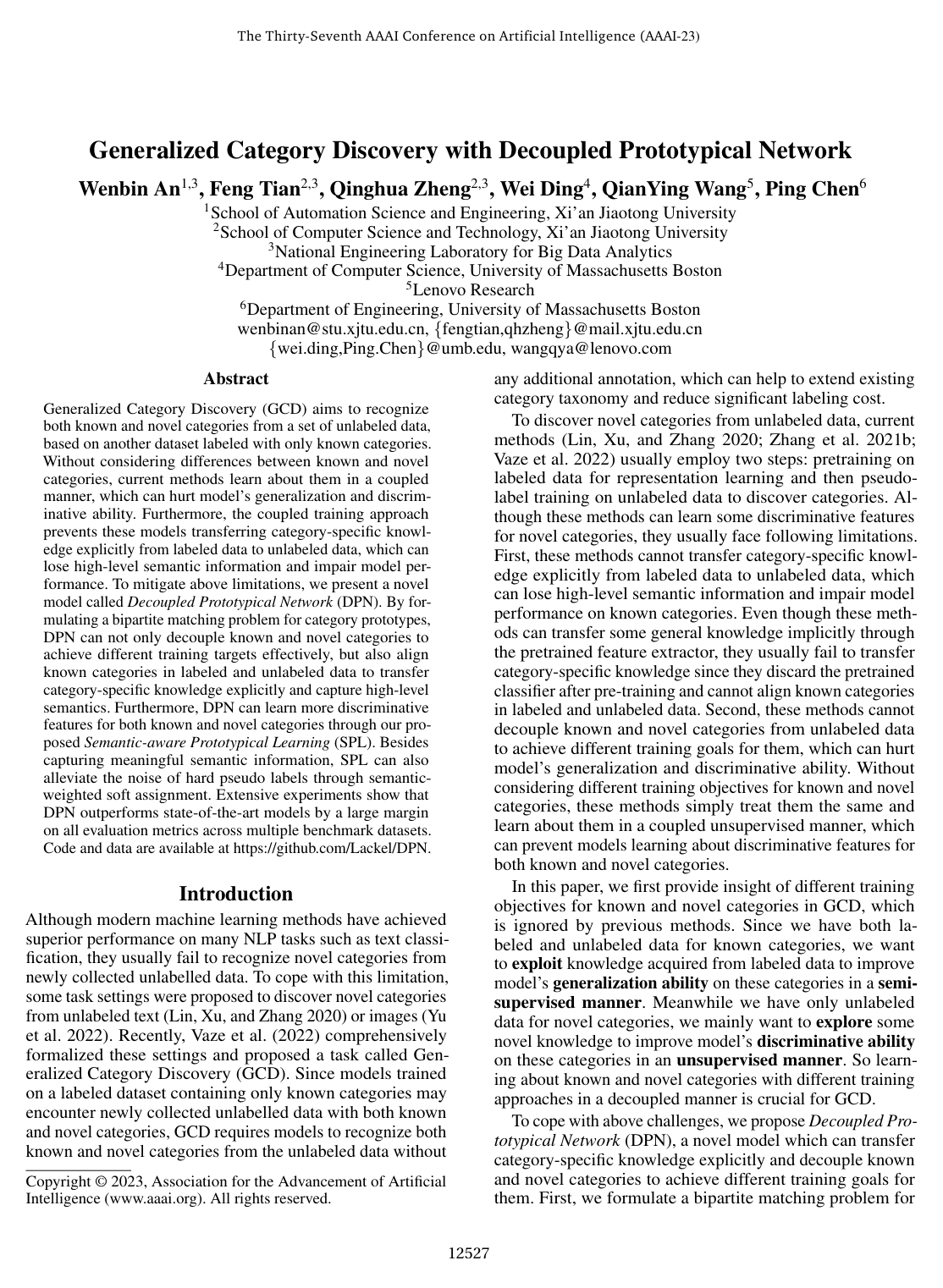 Cover for Generalized Category Discovery with Decoupled Prototypical Network