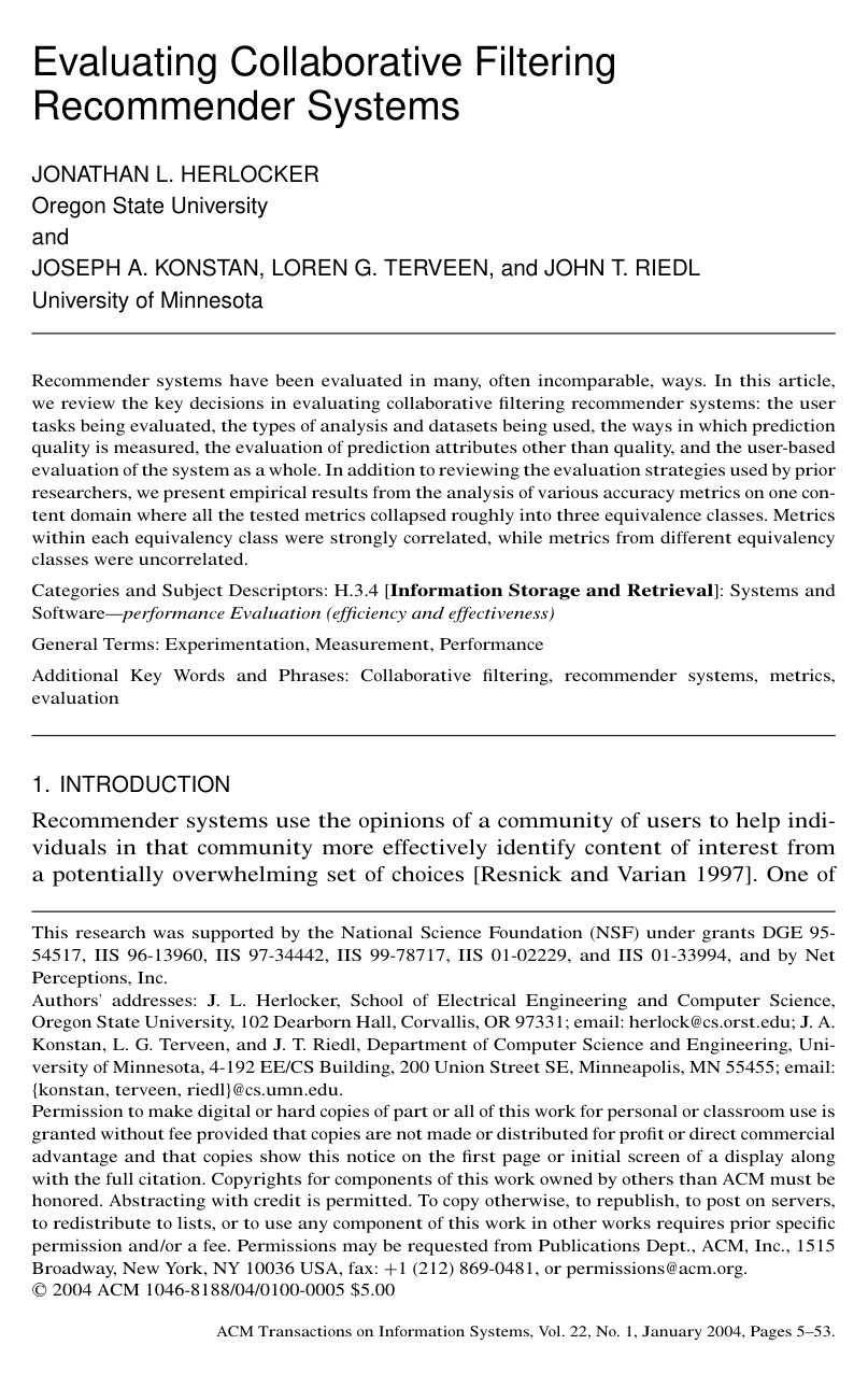 Evaluating collaborative filtering recommender systems