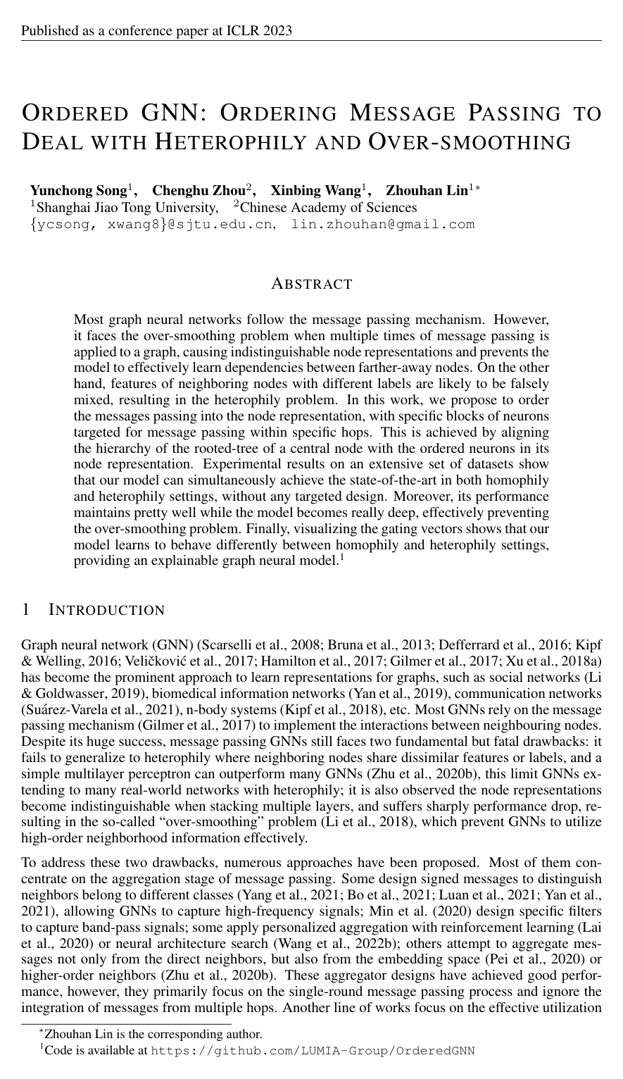 Cover for Ordered GNN: Ordering Message Passing to Deal with Heterophily and Over-smoothing