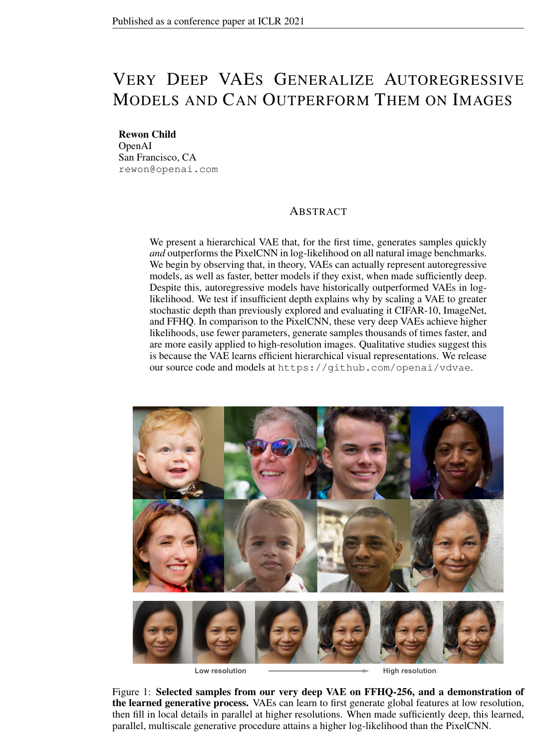 Very Deep VAEs Generalize Autoregressive Models and Can Outperform Them on Images