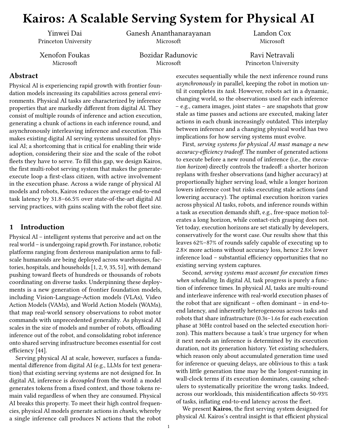 Cover for Kairos: A Scalable Serving System for Physical AI
