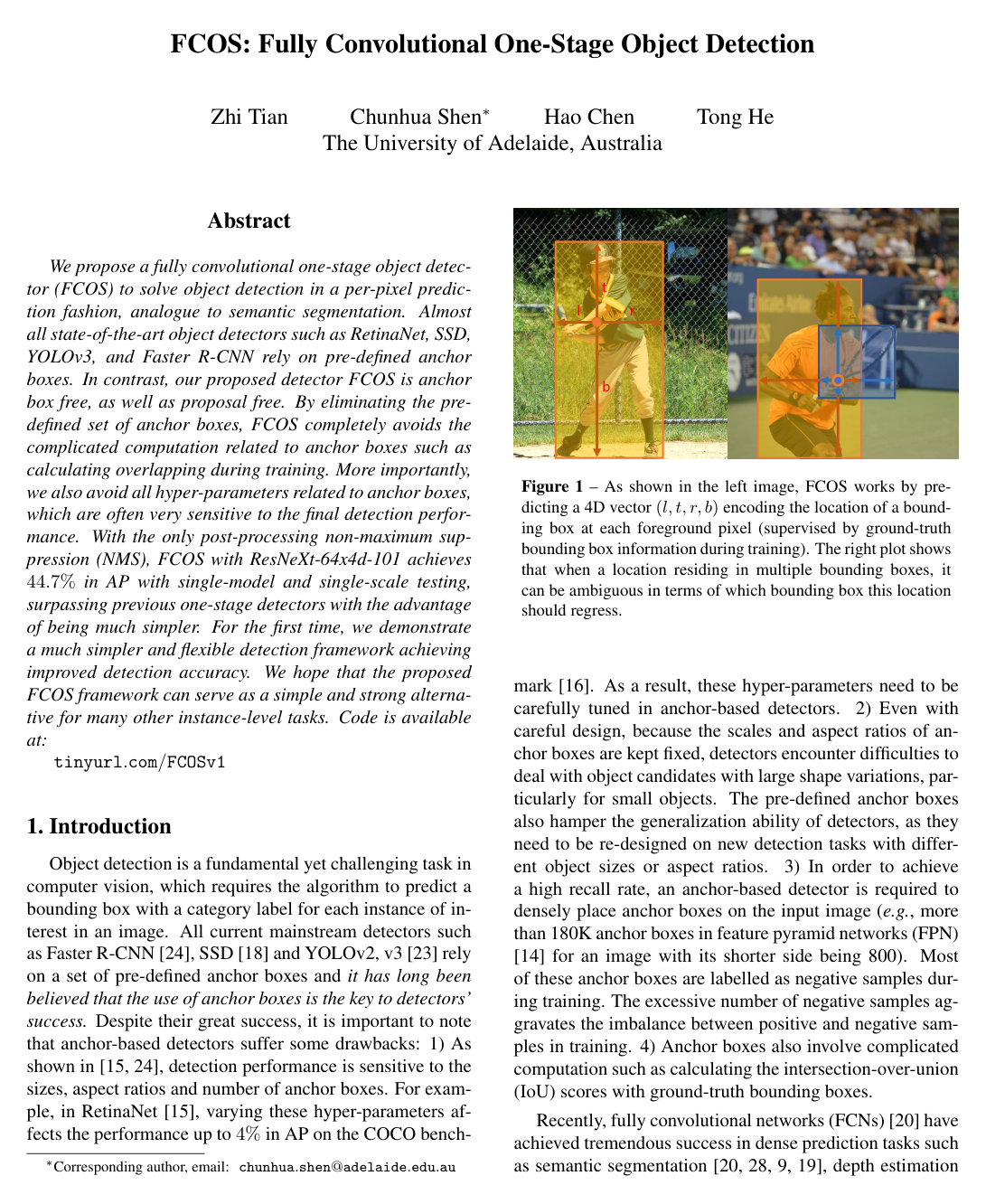 FCOS: Fully Convolutional One-Stage Object Detection