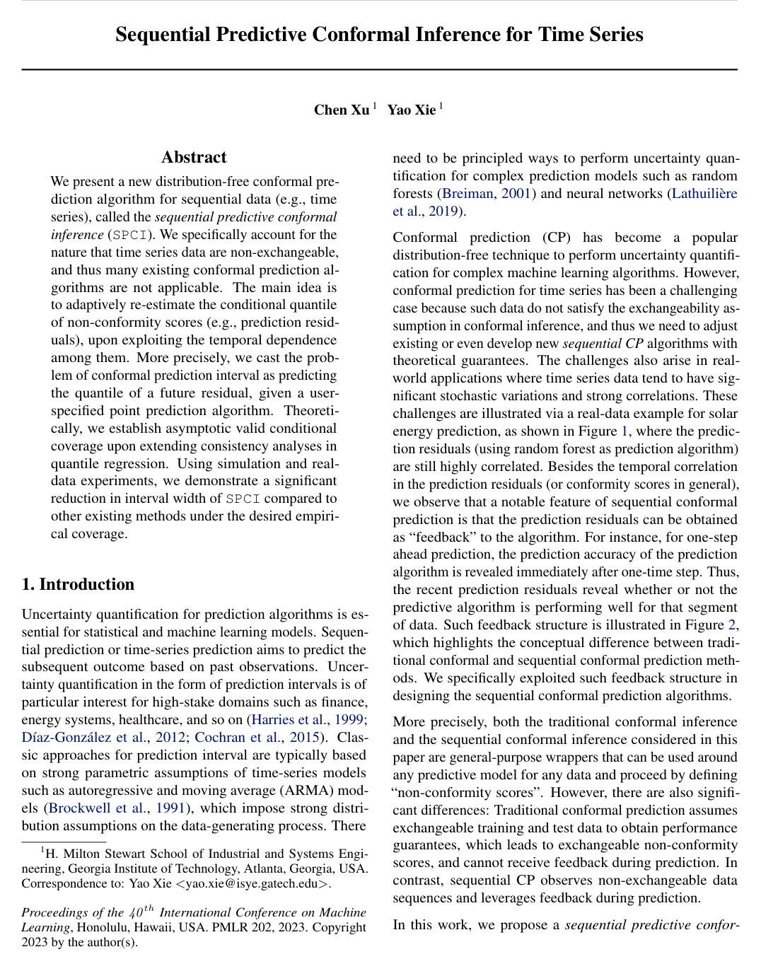 Sequential Predictive Conformal Inference for Time Series