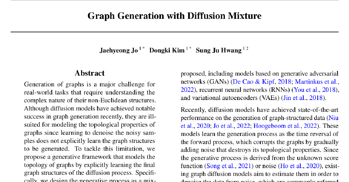 Graph Generation with Diffusion Mixture cover